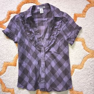 Purple And Brown Checkered Shirt